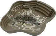 Reptile Bowl - Turtle Feeding Plate | Reptile Bathing Pool Water Bowl with Ramp Aquarium Ornament for Gecko/Snake/Bearded Dragon/Lizard