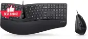 Periduo-505 Wired USB Ergonomic Split Keyboard Vertical Mouse Combo US Layout