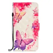For Xiaomi CC9 3D Pattern Colored Drawing Horizontal Flip Leather Case with Holder & Card Slots & Wallet & Lanyard(Pink Butterfly)