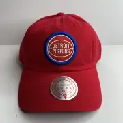 Detroit Pistons Mitchell & Ness Dad Hat Cap Red Blue White Adjustable Cap NBA