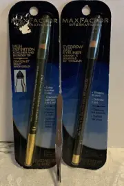 Max Factor Eyebrow and Eyeliner Pencil 301 SOFT BLACK & EBONY 101 & Tweezer