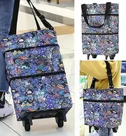 Wheeled Shopping Bag Portable Shopping Trolley Foldable Travel Shopping Trolley with Adjustable Handle (B0C9WM8YHH)