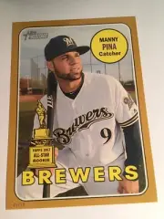 2018 Topps Heritage 5x7 Jumbo Manny Pina Brewers 344 Gold 01/10