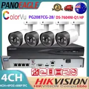4CH Hikvision 4POE NVR CCTV Security System Kit 4K 8MP ColorVu IP Camera Bullet