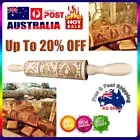 Christmas Wooden Embossing Rolling Pin Engraved Baking Cookies Cake Roller DBY