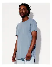 [Kenji] Hadspen Drop Shoulder Curved Short Sleeve Tee in Steel