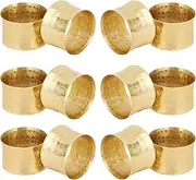 ITOS365 Handmade Round Hammered Golden Napkin Rings Holder for Dinning Table Parties Everyday, Set of 12