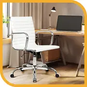 Furb Ergonomic Executive Eames Office Chair Height Adjustable Chair Sliver/White