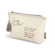Demdaco Courage Dear Heart Cream 10 x 6 Cotton Fabric Tassel Zip Pouch Bag