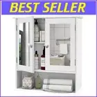 Compact White Medicine Cabinet with Mirror - 3 Adjustable Shelves for Toiletries