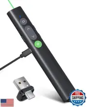 Rechargeable Presentation Clicker for PowerPoint Green Light Pointer, USB-A/U