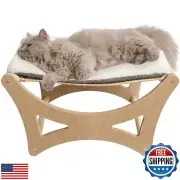 GreenPetopia Cat Hammock Bed, Wooden Elevated Cat Beds with Natural Sisal Scr