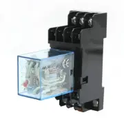 AC110V/120V Coil 4PDT Red Light Electromagnetic Power Relay w Din Rail Socket