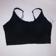 Victoria Secret Sports Bra 38DD Flow on Point Allegro Black Solid Ribbed New