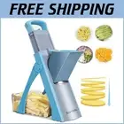 Upgrade Safe Mandoline Slicer - Blue Multi-Cut Vegetable Chopper & Fries Cutter