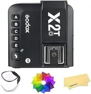 Godox X2T-O TTL Wireless Flash Trigger 1/8000s HSS, TCM Function, 5 Separate Group Buttons, Relocated Control-Wheel, New Hotshoe Locking, New AF Assist Light for Olympus w/Color Filter+Flash Diffuser