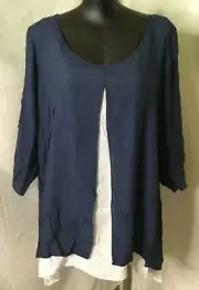 AUTOGRAPH NAVY & WHITE "DOUBLE LAYER" TUNIC TOP-SIZE 26 NEW REDUCED $