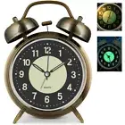 New Silent Alarm Clock Double Bell Loud Retro Mechanical Bedside Night Light AUS