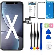 for iPhone X10 Screen Replacement ，5.8 inch LCD Display 3D Touch Screen Digitizer Assembly,Compatible with iPhone X 10 Screen Replacement Kit (A1865,A1901,A1902) with Repair Tools Kit +Tempered Glass