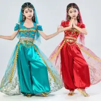 在飛比找蝦皮購物優惠-印度舞蹈服裝兒童六一幼兒民族舞表演服飾茉莉公主肚皮新疆舞套裝