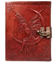 Madosh, Genuine Leather Bound Journal Angel Embossed Grimoire Diary Spell Book