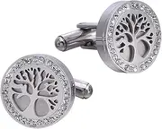 [JYHLSHBA] Cufflinks For Men 2 Pairs Of Men'S Round Stainless Steel Crystal Tree French Cufflinks Men'S Shirt Cufflinks
