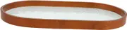 CATIEBYE Glass Flower Pattern Food Serving Tray with Wood Edge Elegant Snack Serving Tray for Entertaining Portable Dining Platter for Fruits and Treats Versatile Table Decor for Home and
