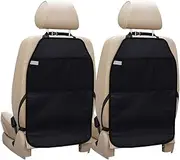 Viaviat Car Kick Mats 2 Pack Extra Large Seat Protector Durable Water Resistant Auto Seat Back Covers with 2 Mesh Pockets Protection Against Dust Mud Scratches (Black, 2-Pack)