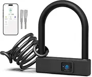 Eseesmart Smart Bike U Lock,Fingerprint Bike Lock with Keys,Heavy Duty Anti-Theft Bicycle U Lock,18.4mm Shackle with 1.5m ‎Cable Strap Holder for Bicycle Electric Scooter Motorcycle Fence Gate
