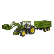 Bruder 1:16 Scale John Deere 7R 350 Tractor Frontloader With Tipping Trailer Toy