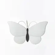 Danish Silver Butterfly Brooch w/ White Enamel - Lund Copenhagen