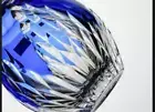 Hoya Crystal Blue Covered Kiriko Tokkuri Sake Glass With Box Edo Kaiseki Cup JP