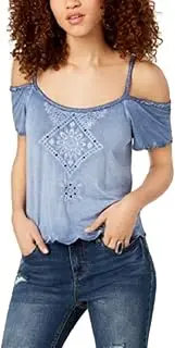 [American Rag] Juniors' Embroidered Cold-Shoulder Top