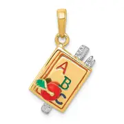 14k Two-tone Gold 3-D Enameled ABC School Book Pendant