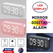 Wireless LED Display Mirror Digital Alarm Clock Bluetooth Speaker Home Decor