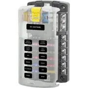 Blue Sea ST Blade Fuse Block/Holder – 12 Circuits w/ Negative Bus & Cover