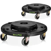 Alpine Industries Round 32 Gallon Trash Can Dolly Black 2/Pack