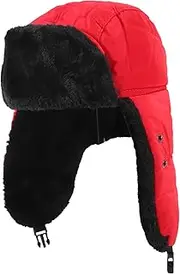 [TINEASUR] Army Hat Ski Mask Fur Trapper Hat Outdoor Hats for Men Mens Caps and Hats Outdoor Hat for Men Face Mask Cold Weather Red