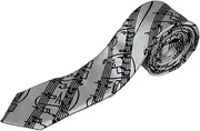 [Zasel] Mens White & Black Sheet Music 5cm Skinny Neck Tie White, Black
