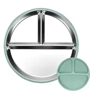 Stainless Steel Kids Plates - Stainless Steel Dishes Dishwasher Safe Metal Food Tray - Reusable Portion Control Plate Divided Serving Tray for Children Boys Girls