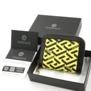 Versace La Greca Signature Card Case Black Leather in Box /Used