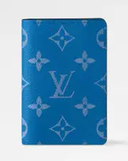 Louis Vuitton Taiga Taigarama Agave Blue Monogram Logo Pocket Organizer Wallet
