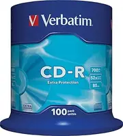 Verbatim CD-R Extra Protection 700MB CD Blanks - Ideal for Photo and Video Recording - Compatible with Any Conventional CD Drive - Pack of 100 Spindle