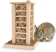 andwe Hay Feeder Less Wasted Wooden Food Feeding Rack for Rabbit Guinea Pig Chinchilla - Standing Pet-self Feeding Hay Manage