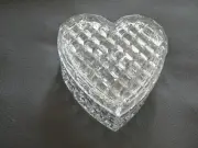 BOHEMIA CZECH CRYSTAL HEART SHAPED WITH LID TRINKET BOX