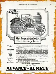 1920 Advance Rumely Thresher Co Metal Sign: Oil Pull Tractors - La Porte Indiana