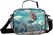 Skeleton Drive Bike Insulated Lunch Box for Women Men - Ideal for Work, Picnics - Includes Adjustable Shoulder Strap
