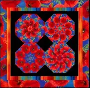 Pre-Cut Kaleidoscope Table Runner Kit, ROYAL POPPIES, Stack n Whack Kit, 4 of a