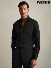 Reiss Black Storm Double Cuff Double-Cuff Two-Fold Cotton Shirt (AW1272) | $180