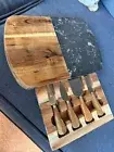 Charcuterie Cheese Board with Knife Set(4psc)–Wood Cutting Board With Marble (27